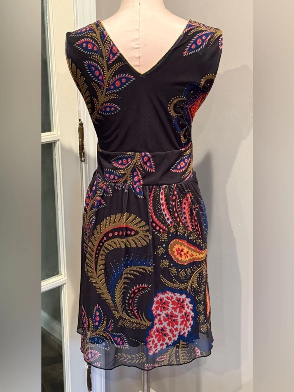 Desigual Black Multicolor Paisley V-Neck Mini Dress - Picture 3 of 8